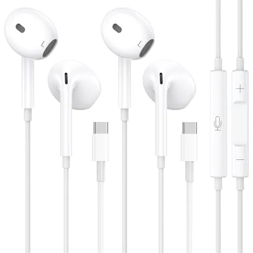 Pack In-Ear Kopfhörer für iPhone 17/16/15 Pro Max Plus, USB C Earbuds mit Mikrofon & Lautstärkeregelung Nosie Reduktion, Ohrhörer HiFi Stere für iPad Pro, Galaxy S23/S22/S21/S20/Ultra Note 10/20 2