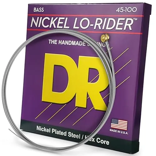 DR Strings NMLH-45 Lo-Rider Nickel Plated Bass Medium - Lite - Gitarren- & Bass-Zubehör, hochwertige Nickel-plattierte Saiten für warmen, klaren Sound und optimale Spielbarkeit.