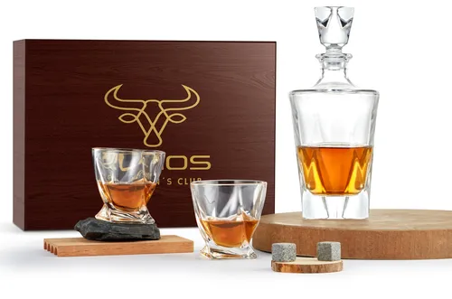 13-Teiliges Whiskeygläser Set - Hochwertiges Whiskyset in Geschenkbox - Gläser & Glaswaren, 100% bleifreies Kalk-Natron Glas, inklusive 2 Tumbler, 4 Granitsteine und Zange, perfekt für stilvolles Whisky-Genießen.