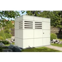 Skan Holz Holz-Gartenhaus Melbourne 2 Telegrau - Holz-Gartenhaus mit 4,3 m² Grundfläche und 74 cm breitem Eingang, ideal für die Aufbewahrung von Gartenutensilien und Möbeln. Wetterfest lackiert für langlebige Optik.