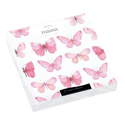 kleine Cocktailservietten Pink Butterflies Schmetterlinge Tiere rosa 24x24cm 20