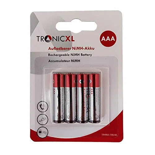 TronicXL 4 Stück Akkus AAA Akku zb kompatibel mit Audioline BigTel 200 202 280 282 Master 300 380 382 383 Matrix 400 480 482 Nova 00 580 Bullet 200 202 Matrix Telefone Handeinheit Telephone