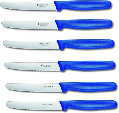 Victorinox Messer-Set 6-teilig | Wellenschliff in blau von Victorinox