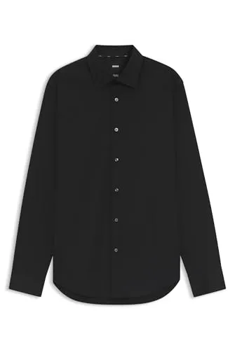 BOSS Herren H-JOE-C1-214 Regular-Fit Hemd - Elegantes Herrenhemd aus elastischer Baumwoll-Popeline mit bügelleichtem Finish, ideal für einen gepflegten Look im Büro oder Freizeit.