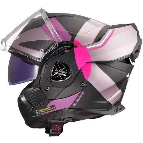 LS2 FF901 Advant X Ultra Klapphelm - grau-pink, Größe S für Männer - Motorradhelm mit herausnehmbarem, waschbarem Innenfutter und Sonnenvisier für optimalen Komfort und Sicht.