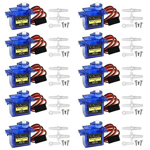 Miuzei 9G Micro Servo Motor für RC Modelle - Hochwertiger Micro Servomotor mit Metal-Zahnrad, ideal für RC Roboterarme, Fahrzeuge und DIY-Projekte. Kompakt und leistungsstark, perfekt für Arduino und Raspberry Pi.