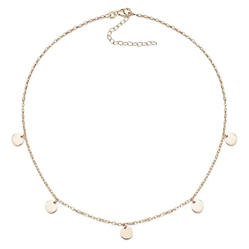 Materia Rosegold Halskette Plättchen - Damen Collier Silber 925 vergoldet CO-42-Rose