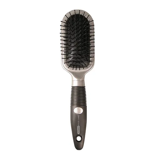 Titania Massagebürste Hair Care Gummigriff Silber schwarz 24cm