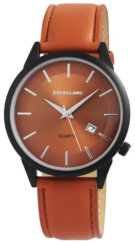 Excellanc Quarzuhr EX0567, Herrenuhr mit Lederimitat - Armbanduhren mit elegantem Design, featuring eine einzigartige Krone auf 4 Uhr für einen klassischen Look, ideal für jeden Anlass.
