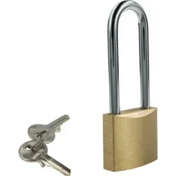 tecuro Vorhängeschloss 80/30 hoher Bügel, Messing, mit 2 Schlüsseln