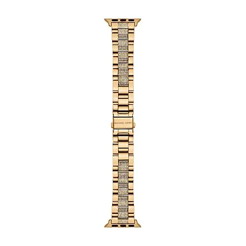 Michael Kors Gold Edelstahl Armband für Apple Watch 38/40/41 mm - Stylisches Smartwatch Ersatzarmband aus hochwertigem Gold Edelstahl, kompatibel mit Apple Watch der Serien 1 bis 8, für einen eleganten Look im Alltag.