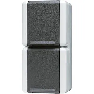 Jung Steckdose 822 W, WG 800, IP44, Aufputz, 2-fach, grau, Feuchtraum