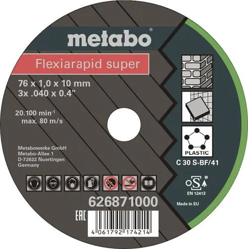 Metabo Flexiarapid Super 626871000 Trennscheibe gerade 76mm 1 St. Fliesen, Keramik, Klinker