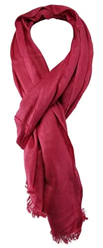 TigerTie - Designer Schal in lachsrot rosé einfarbig mit Fransen