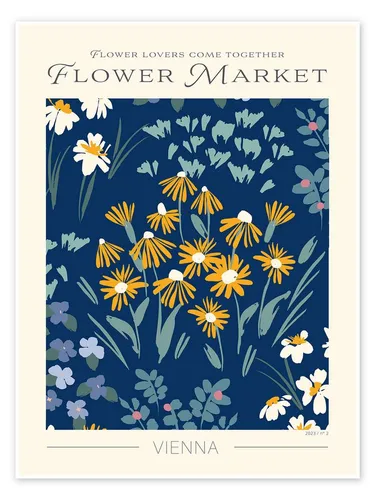 Posterlounge Poster Exhibition Posters, Flower Market Wien, Wohnzimmer Modern Illustration