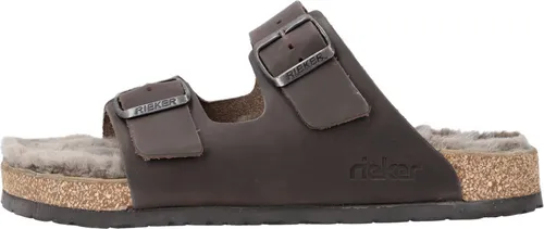 Rieker Braun 40 Pantoletten - Modische Pantoletten in kastanienbrauner Raulederoptik, mit komfortabler G-Weite und ultraleichter EVA-Sohle für ein angenehmes Tragegefühl – ideal für Strand und City.