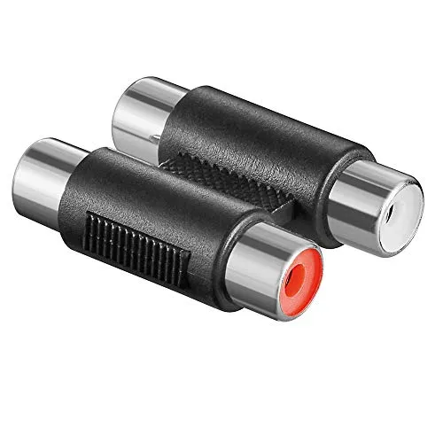 BestPlug RCA L-R Audio Adapter Verbindungsstück, 2 Cinch Buchse Kupplung weiblich auf 2 Cinch Buchse Kupplung weiblich, Schwarz