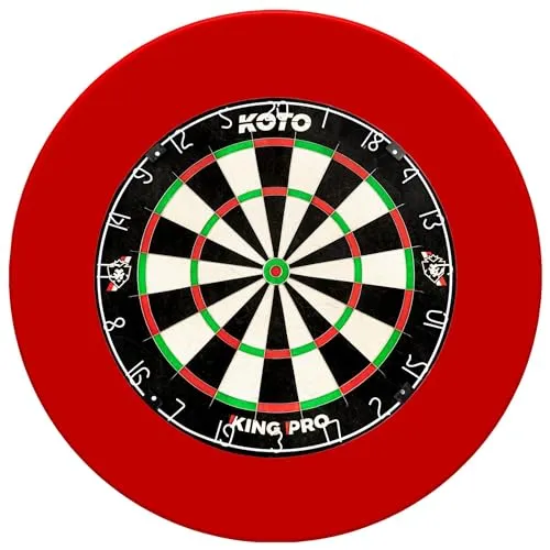 KOTO - King Pro + Dartscheibe Surround Rot, Dart Surround für alle Dartscheiben, Dart Auffamgring zum Schutz Ihrer Pfeile & Wände