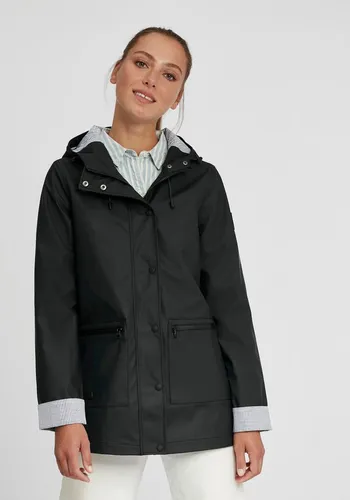 OXMO Becky Damen Regenmantel – Leichte Funktionsjacke in Schwarz - Funktionsjacke für Damen, wasserabweisend mit Kapuze und Reißverschlusstaschen, ideal für alle Jahreszeiten und nachhaltig produziert.