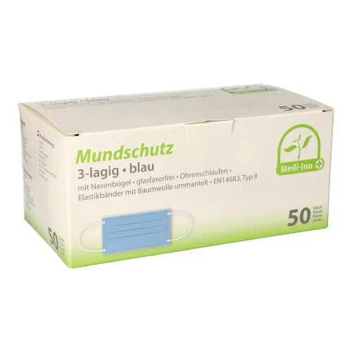 Medi-Inn Mundschutz Type II 3-lagig blau mit Nasenbügel