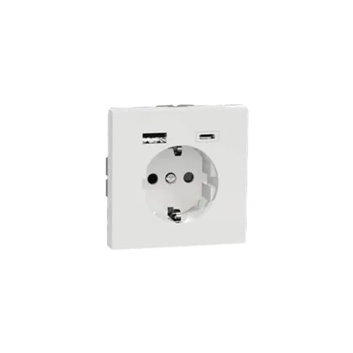 Schneider Electric Merten MEG2367-6035 Schuko Steckdose mit USB-Ladeanschlüssen - Steckdose mit 2 USB-Anschlüssen, ideal zum gleichzeitigen Laden von Geräten. Integrierter Berührungsschutz und einfache Installation machen sie perfekt für jedes moderne Zuhause.