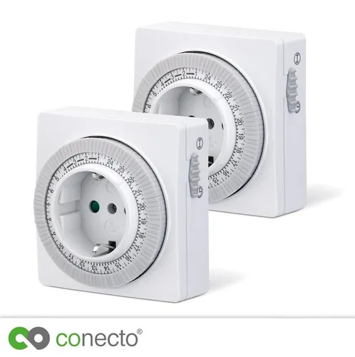 conecto Zeitschaltuhr conecto Mechanische Zeitschaltuhr, IP20, 3500 Watt, weiß (2 Stück)