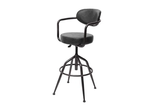 PROREGAL® Barhocker Barhocker gepolstert mit Lehne Sitzhöhe 66-76cm vintage Grau drehbar