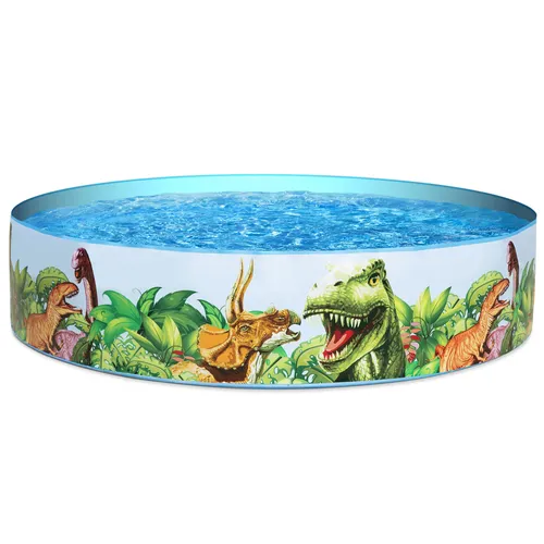 Bestway 55022 - Fill 'N Fun Planschbecken Dino, Ø 183 x 38 cm - Swimmingpools im coolen Dinosaurier-Design, kein Aufblasen nötig! Robuste PVC-Wände und Boden sorgen für Stabilität. Ideal für unvergesslichen Wasserspaß im Garten.