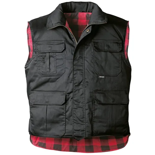 Truckerweste Handeloh Gr.XL 58/60 schwarz CRAFTLAND - Arbeits- & Schutzkleidung mit modischer Form, gefüttert und praktisch: 1 Handytasche, 2 große Vordertaschen und verlängertes Rückenteil für optimalen Komfort.