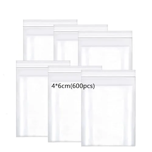huruirui 600Stück 4x6cm Druckverschlussbeutel,zip beutel Wiederverschließbare Durchsichtige Plastikbeutel Klein Verschlussbeutel Zipper Beutel Set Kleine Wasserdichter 100μm