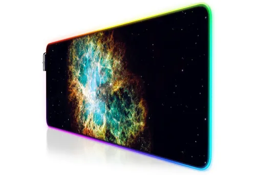 Titanwolf Gaming Mauspad RGB Mousepad 800 x 300 x 3 mm, LED Multi Color XL Tischunterlage, rutschfest, abwaschbar, Geschwindigkeit & Präzision, Galaxie Grün