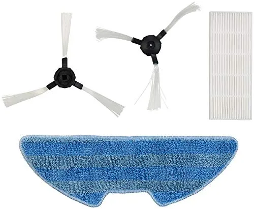 Sichler Haushaltsgeräte Zubehör zu Saugroboter mit WLAN: Wischtuch, HEPA-Filter & 2 Seitenbürsten für WLAN-Staubsauger-Roboter (Staubsaug & Bodenwisch-Roboter, Akku, Bodenreiniger)