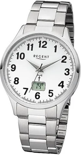 Regent Herren Chronograph FR-230 - Funkuhr in Silber/Weiß - Elegante Herren Funkuhr mit 40 mm Edelstahlgehäuse, wasserdicht bis 5 ATM und automatischer Zeitanpassung - Ideal für stilbewusste Männer.