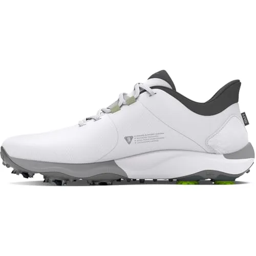 Under Armour Herren Drive Pro Wide Golfschuh, (100) Weiß/Weiß/Metallic Gun Metal, 45 EU Weit