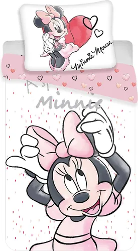Disney Minnie White Bettwäsche - Baumwolle Bettbezug für Einzelbett - Bettwaren-Set für Kinder: 100% Baumwolle, maschinenwaschbar und mit süßem Minnie-Motiv, perfekt für kleine Disney-Fans.