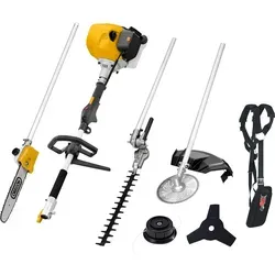 TEXAS Benzin Motorsense BCU52M 5in1 Profi Set - Vielseitiges 5in1 Gartenpflegeset: Motorsense, Rasentrimmer, Freischneider, Hochentaster und Hochheckenschere mit 1,7PS und 52cm². Ideal für gewerbliche Nutzung und hohe Hecken.