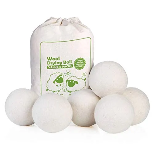 LAPONO Trocknerbälle für Wäschetrockner 6 Stück Wolltrocknerbälle Daunenjacke Trocknerkugeln Wool Dryer Balls Wiederverwendbare Wäschetrocknerbälle Weichspüler Bälle für Trockner und Waschmaschine