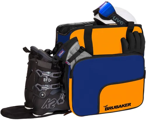 BRUBAKER Sporttasche Skischuhtasche mit Rucksackfunktion - Ideal für deinen Skitag: Die BRUBAKER Skischuhtasche bietet eine separate Stiefel-Garage und ein wasserabweisendes Innensack für sauberes Equipment. Komfortabel tragbar mit gepolstertem Tragegriff und verstellbaren Rucksackriemen.