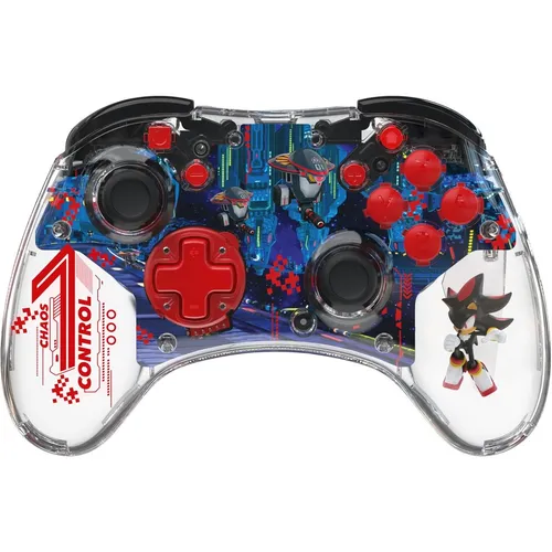 PDP REALMz™ Wireless Nintendo Switch Pro Controller: Sonic Shadow Edition - Controller für Nintendo Switch mit wiederaufladbarem Akku, LED-Beleuchtung und einzigartiger Sonic Shadow Sammlerfigur für ultimativen Spielkomfort.