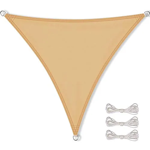 CelinaSun Sonnensegel inkl Befestigungsseile Premium PES wasserabweisend imprägniert Dreieck gleichseitig 3 x 3 x 3 m Sand beige