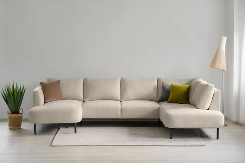 OTTO home Wohnlandschaft Cesola, in weichem Chenille-Stoff, Breite 327 cm, mit schwarzen Metallfüßen