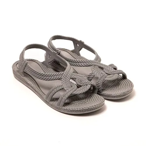 BRASILERAS Damen, Kinder Mädchen Zehensandalen Rutschfester bequem Schuhe für Strand/Schwimmbad/Stadt grau 38 EU