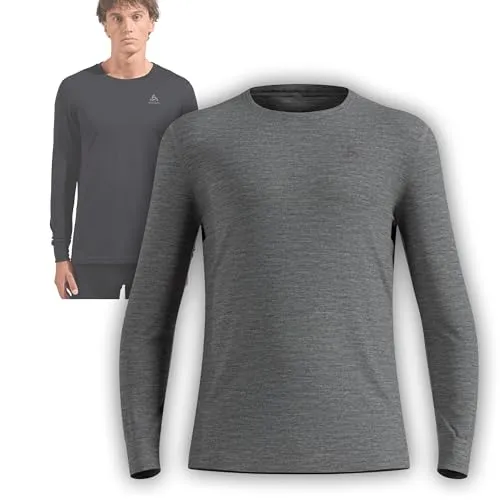 Odlo Langarmshirt Merino Natural - 100% Merinowolle, XL - Funktionsunterwäsche aus 100% mulesingfreier Merinowolle, thermoregulierend und antimikrobiell für optimalen Komfort bei Outdoor-Abenteuern.