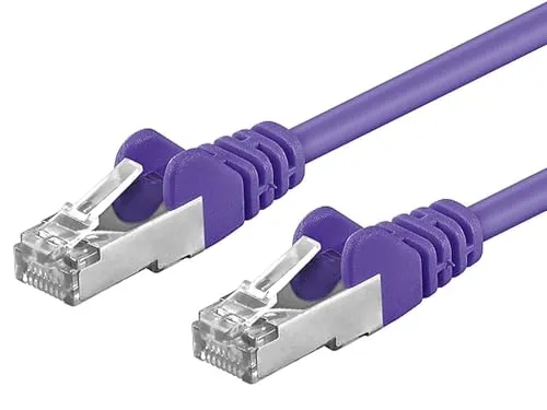PremiumCord Netzwerkkabel, Ethernet, LAN & Patch Kabel CAT6a, 10Gbit/s, S/FTP PIMF Schirmung, AWG 26/7, 100 Prozent Cu, schnell flexibel und robust RJ45 kabel, violett, 0,5m