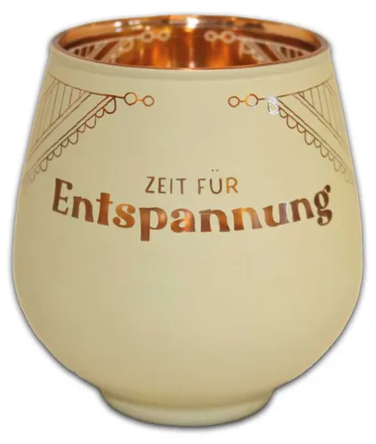 Windlicht aus Glas  - gelaserte Schrift -  Zeit für Entspannung - KKL40