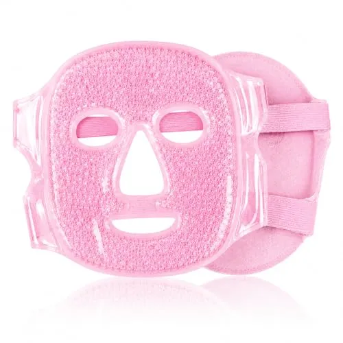 HAF Gesichtsmaske 2in1 Rosa | Kühlmaske Gesicht | Gegen geschwollene und müde Augen | Eismaske gegen trockende Haut, Kopfschmerzen, Sonnenbrand und Migräne | Sowohl Heiß als auch Kalt anwendbar