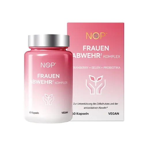 NOP Frauen Abwehr Komplex – Probiotika 6 Kulturen + Vit C, E, Selen – 60 Kapseln
