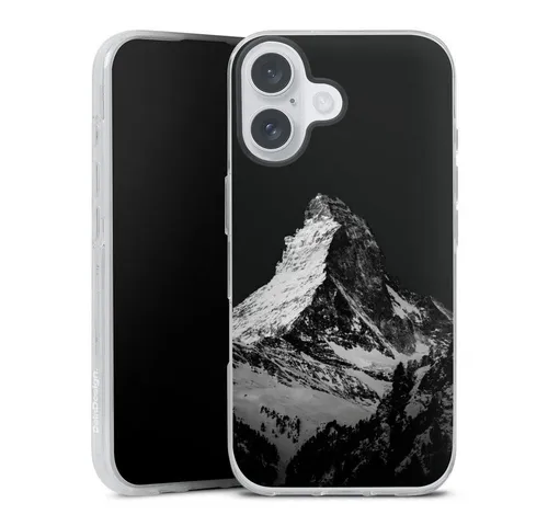 DeinDesign Handyhülle Berg Schnee Alpspitze Snow Capped Mountains Grayscale, Apple iPhone 16 Plus Silikon Hülle Bumper Case Handy Schutzhülle