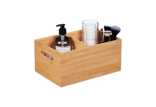 relaxdays Aufbewahrungsbox 2 Fächer mit Griffe, M