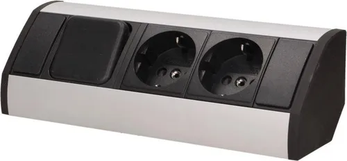 ORNO Möbelsteckdose 2x2P+Z mit Schalter schwarz-silber in schwarz von ORNO